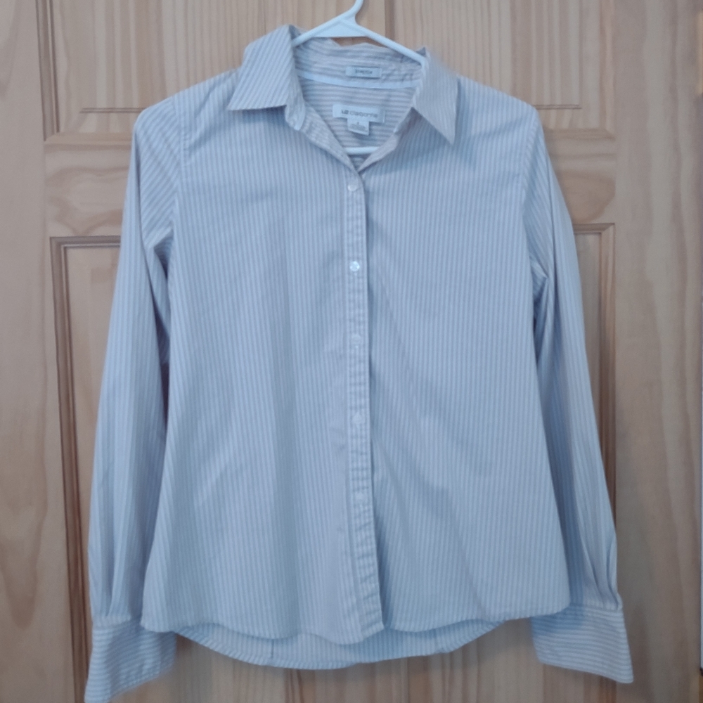 Liz Claiborne Striped Button-Down Blouse, Size Small